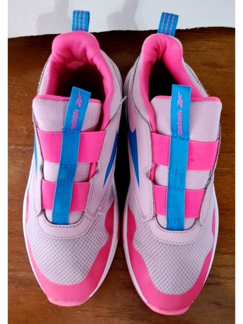Reebok XT Sprinter Shoes Youth 4.5 Pink Blue Athletic Slip On Trainers